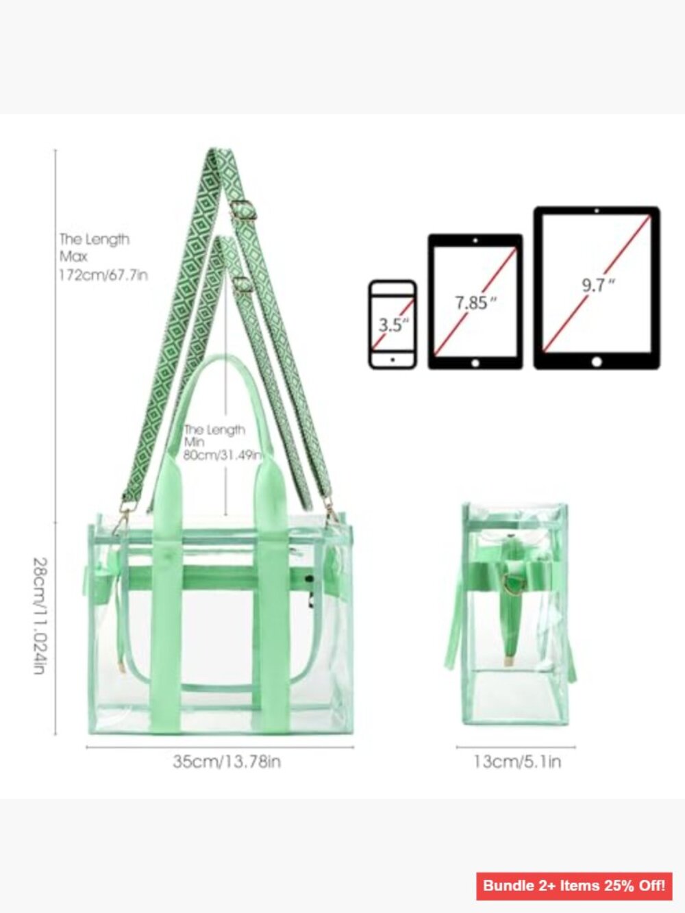 Clear Tote Bag with Zipper, Stadium Approved for Events & Beach - Picture 4 of 7